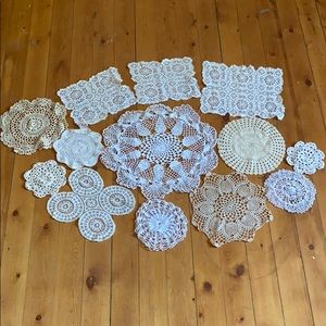 Bundle lot of 13 vintage crochet doilies